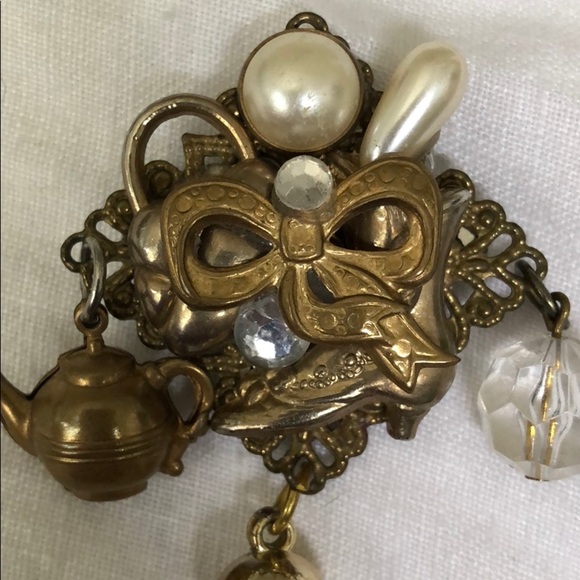 Vintage Handmade Collage Brooch - Picture 5 of 7